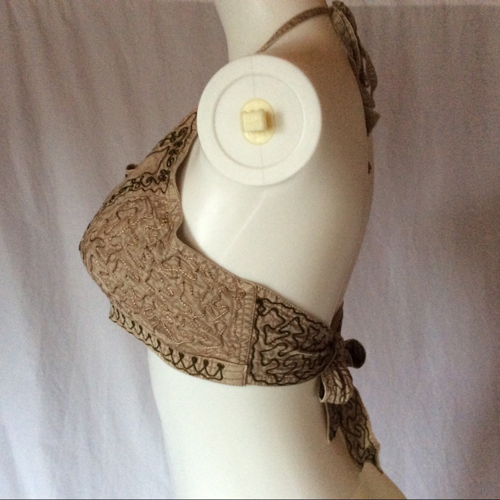 VTG Embroidered Indian halter top bra w/ vest set - Picture 5 of 8